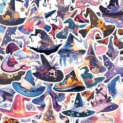50pcs Cartoon Magic Hat Stickers for Guitar, Skateboard, Helmet