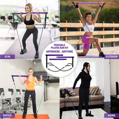 Portable Pilates Bar Kit With Resistance Bands For Men And Women