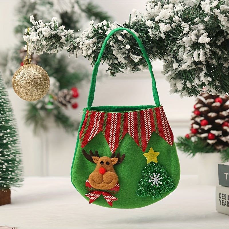 Christmas Elk Snowman Tote Bag Candy Bag Holiday Gift Bag