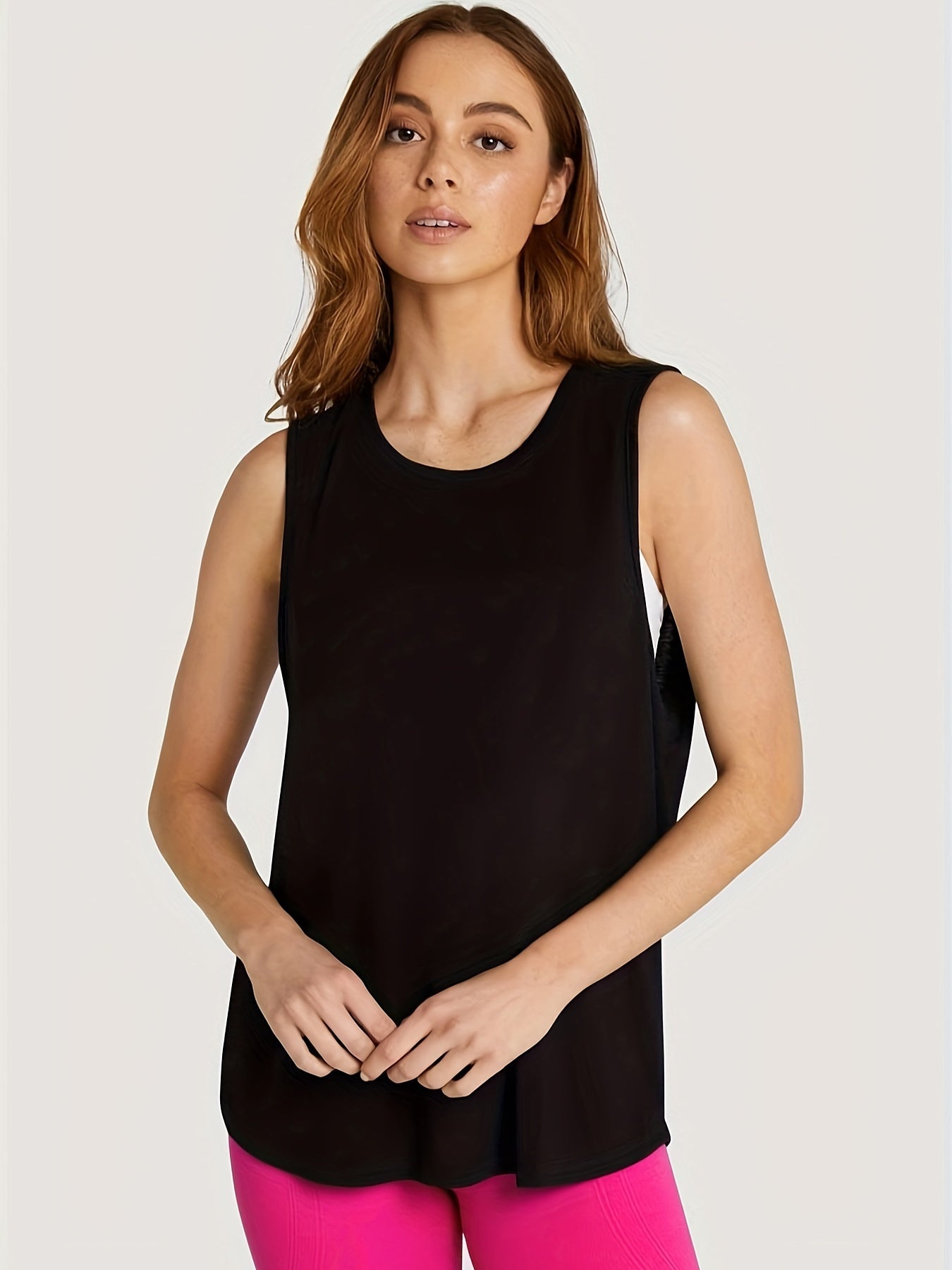 Mesh Back Sports Tank Top, Sleeveless Fitness Top