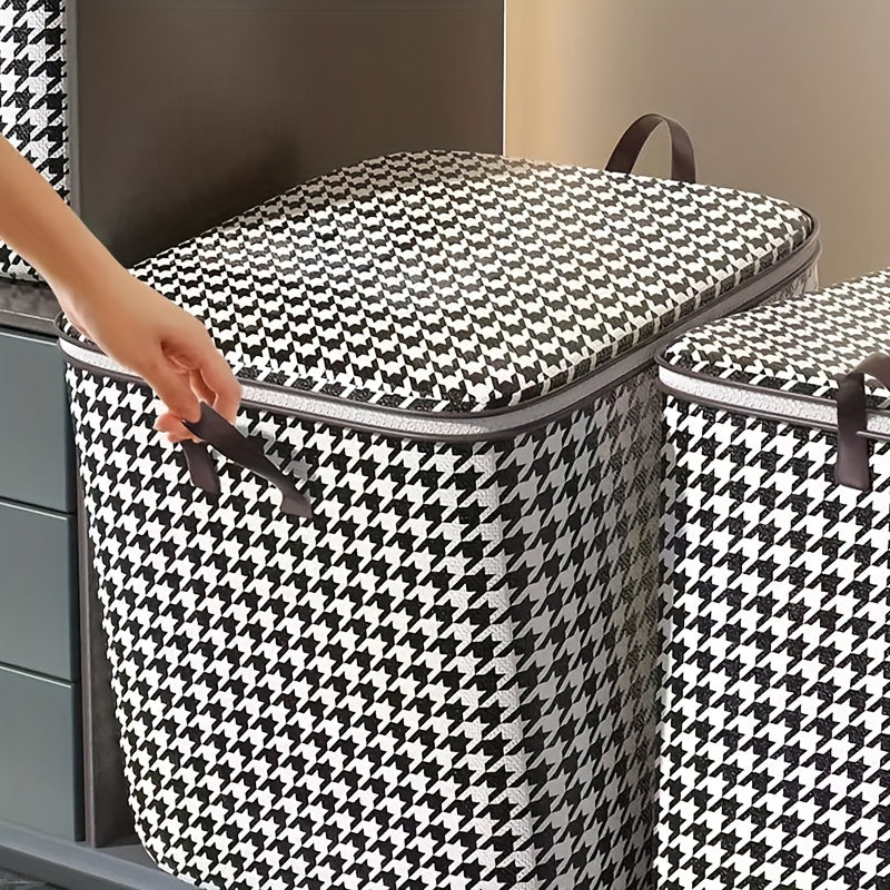 Large Capacity Houndstooth Storage Box Lightweight Versatile Organizer
