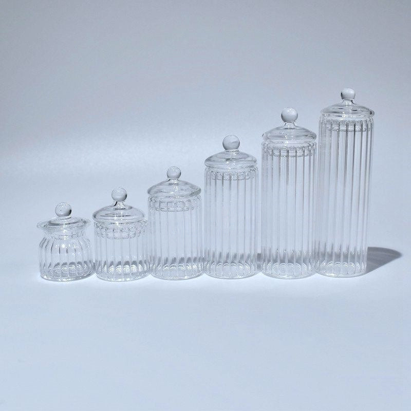 Mini Glass Jar Dollhouse Scene Storage Jar Model Glass Bottle Snack Jar