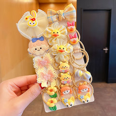 Girls Hair Tie Flower Bow Bunny Stretch Rubber Bands Hair Rope Hair Bands