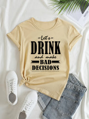 Letter Graphic Sports Round Neck T-shirt Short Sleeves for Women