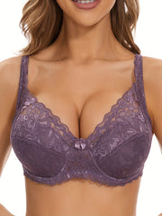 Lace Push Up Bra Scallop Trim Comfy & Breathable