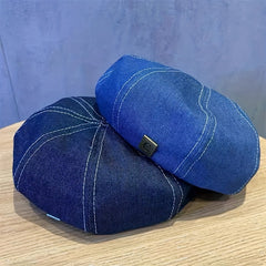 Denim Beret C Label Decor Classic Beret Cap
