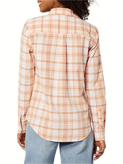 Plaid Print Long Sleeve Button Up Shirt Top