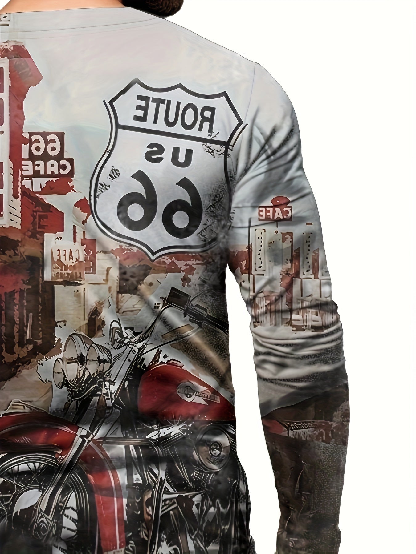 ROUTE US 167 Motorcycle Print Men's Long Sleeve Tee