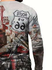 ROUTE US 167 Motorcycle Print Men's Long Sleeve Tee