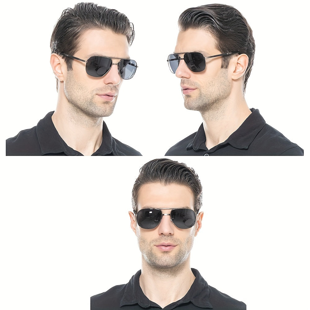 SOOLALA Men's Polarized Folding Driver Sunglasses With Zipper PU Leather Case