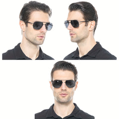 SOOLALA Men's Polarized Folding Driver Sunglasses With Zipper PU Leather Case