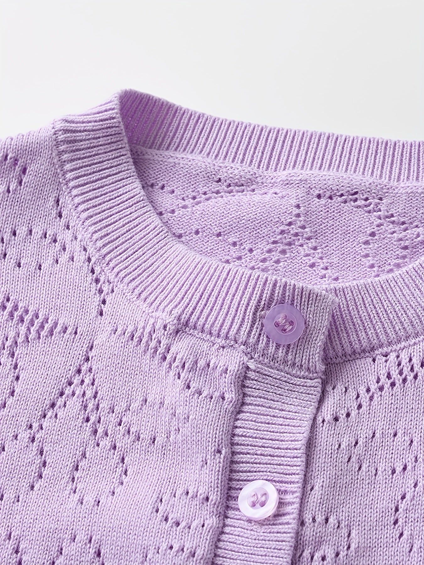 Girls' Flower Jacquard Knit Cardigan Top