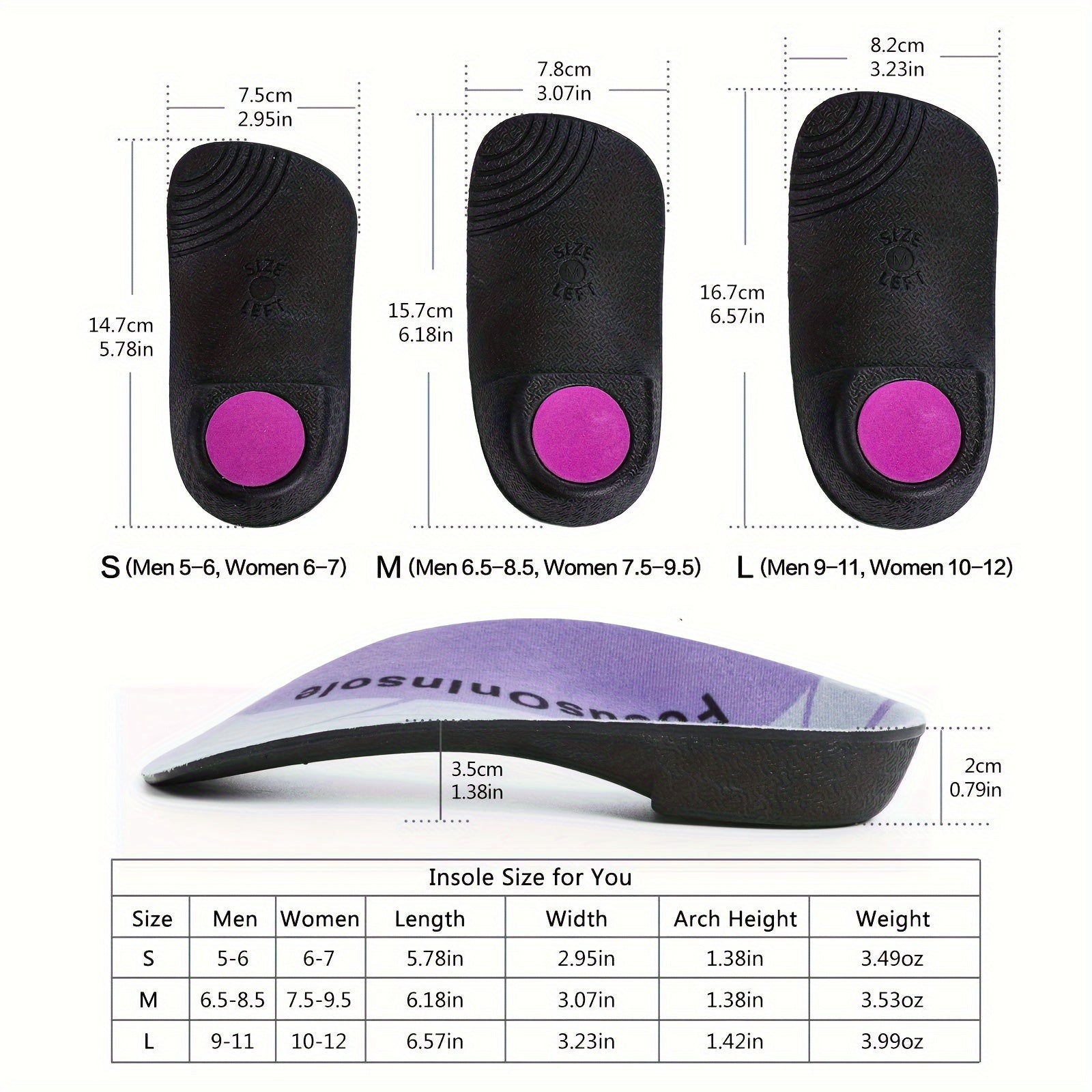 1 Pair Plantar Fasciitis Insoles Arch Supports Orthotic Shoe Inserts