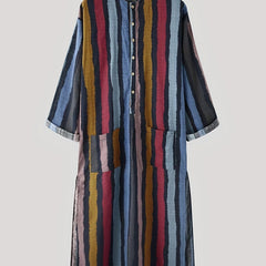 Men's Muslim Long Sleeve Striped Robes - Summer Style in the Middle East