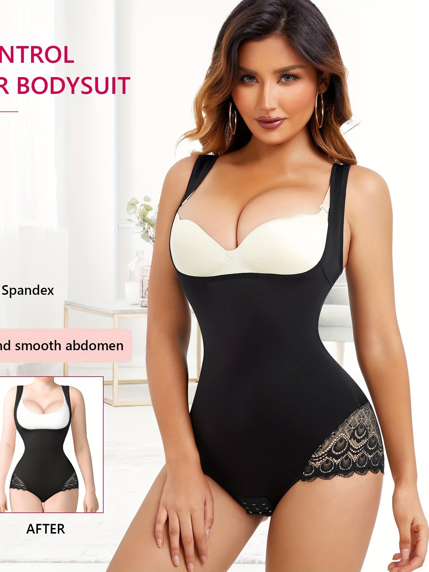Women's Tummy Control Lace Waist Trainer Bodysuit