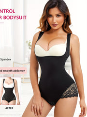 Women's Tummy Control Lace Waist Trainer Bodysuit