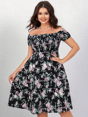 Floral Print Off Shoulder Dress Plus Size