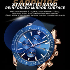 Multifunctional 3D Dial Men's Business Watch Waterproof Quartz Silicone