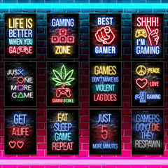 Modern Neon Art Funny Gamer Quotes Stickers