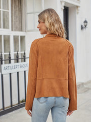 Waterfall Collar Jacket Open Front Long Sleeve