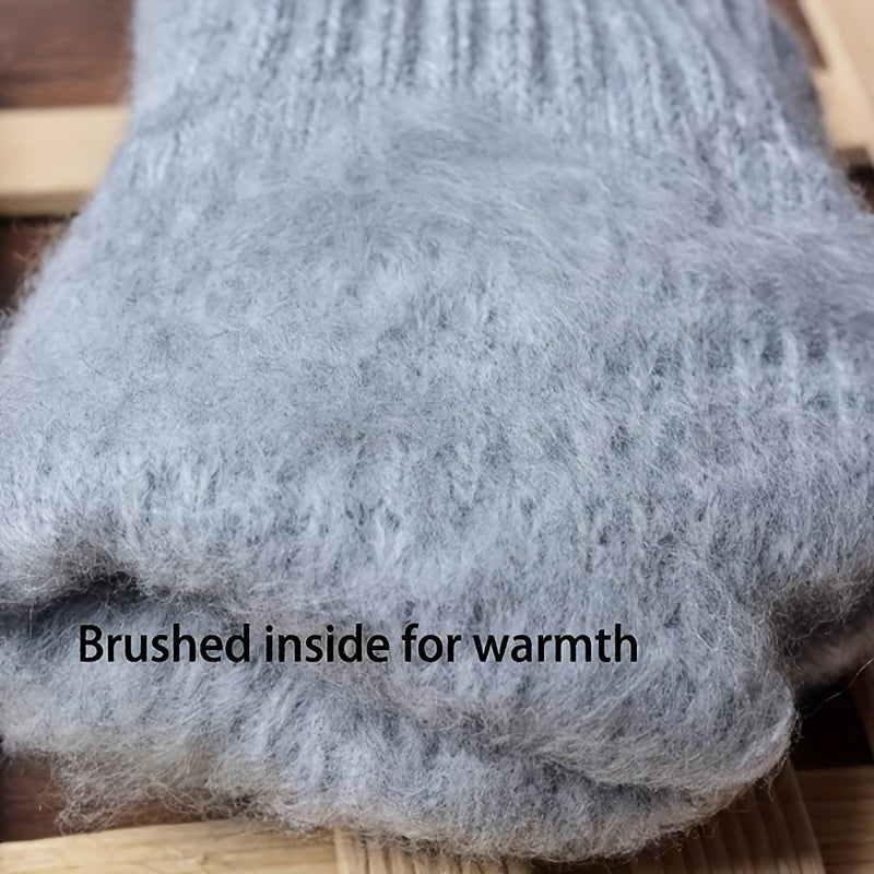 Winter Touch Screen Warm Gloves Stretchy Thicken Knitted Full Finger Gloves
