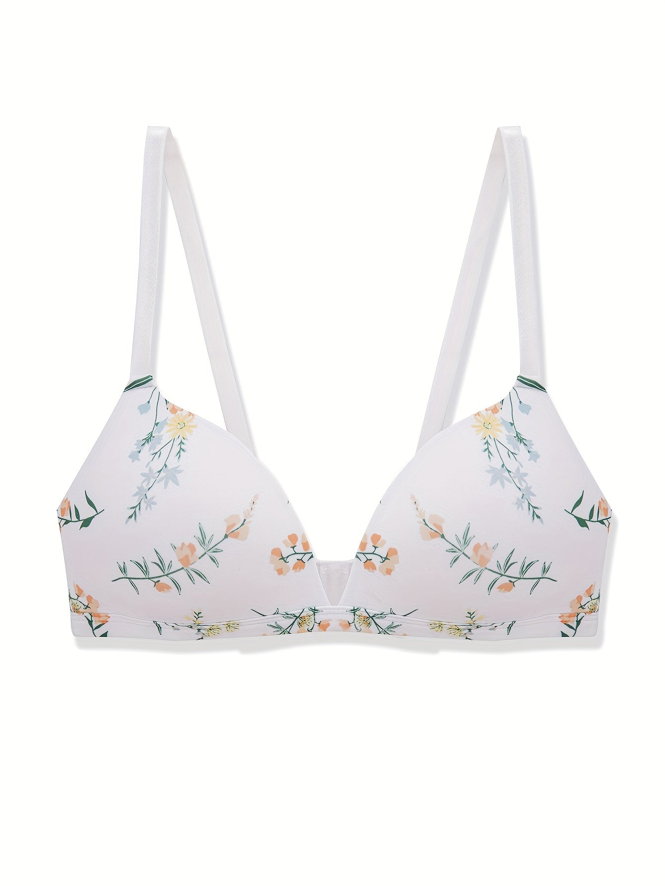 Floral Print Wireless Bra Comfy & Breathable Intimates