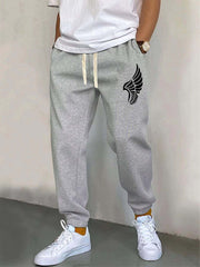 Wings Pattern Men's Drawstring Sweatpants Pocket Casual Comfy Jogger Pants