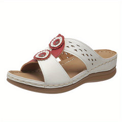 Women's Block Wedge Slides Open Toe Casual Slides