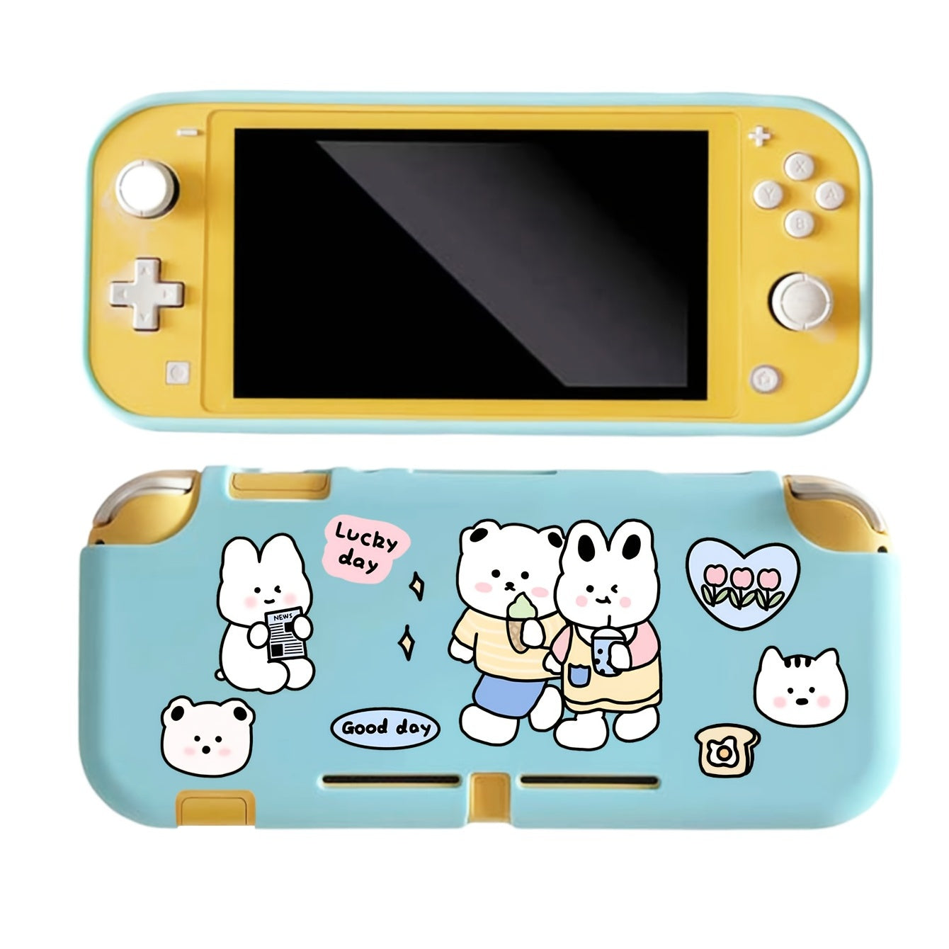 Cartoon Game Console Protective Case with Handle - Silicone Soft Shell