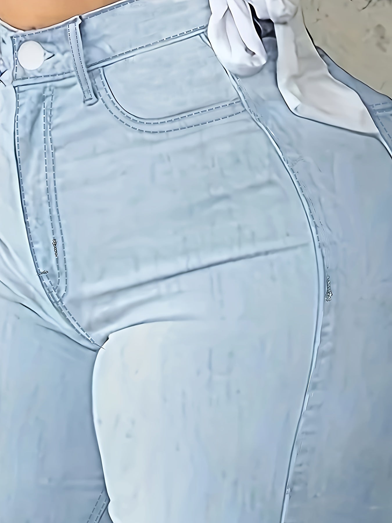 Ripped High Stretch Denim Pants