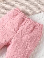 2pcs Baby Girls Heart Print Sweatshirt Sweatpants Set