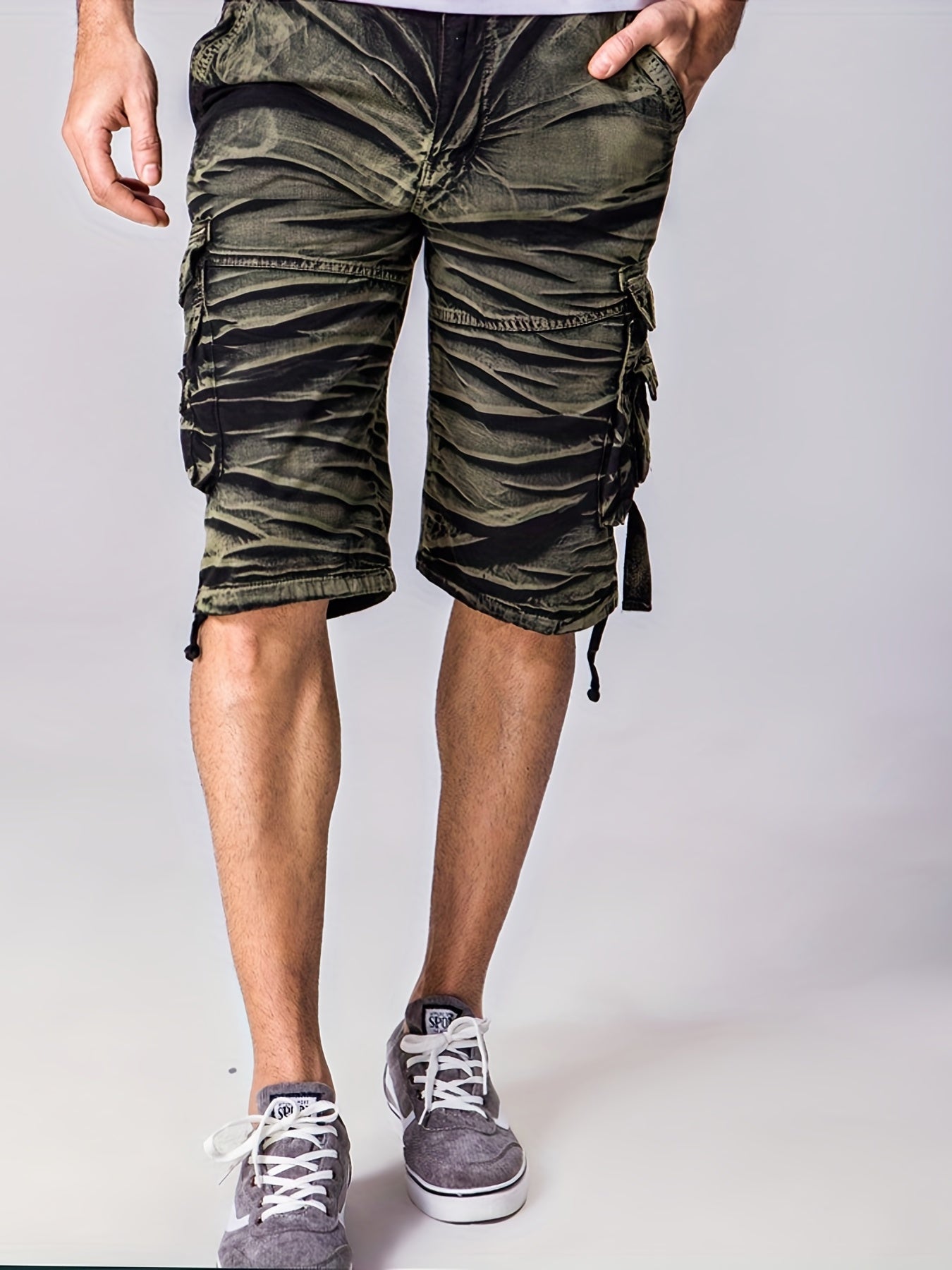 Men's Classic Cotton Cargo Shorts with Drawstring Waist