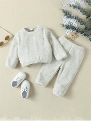 Baby Boys Cotton Casual Outfit Solid Pullover Sweatshirt Pants Set