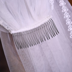 Bridal Headpiece with Lace & Floral Embroidery Wedding Hair Comb
