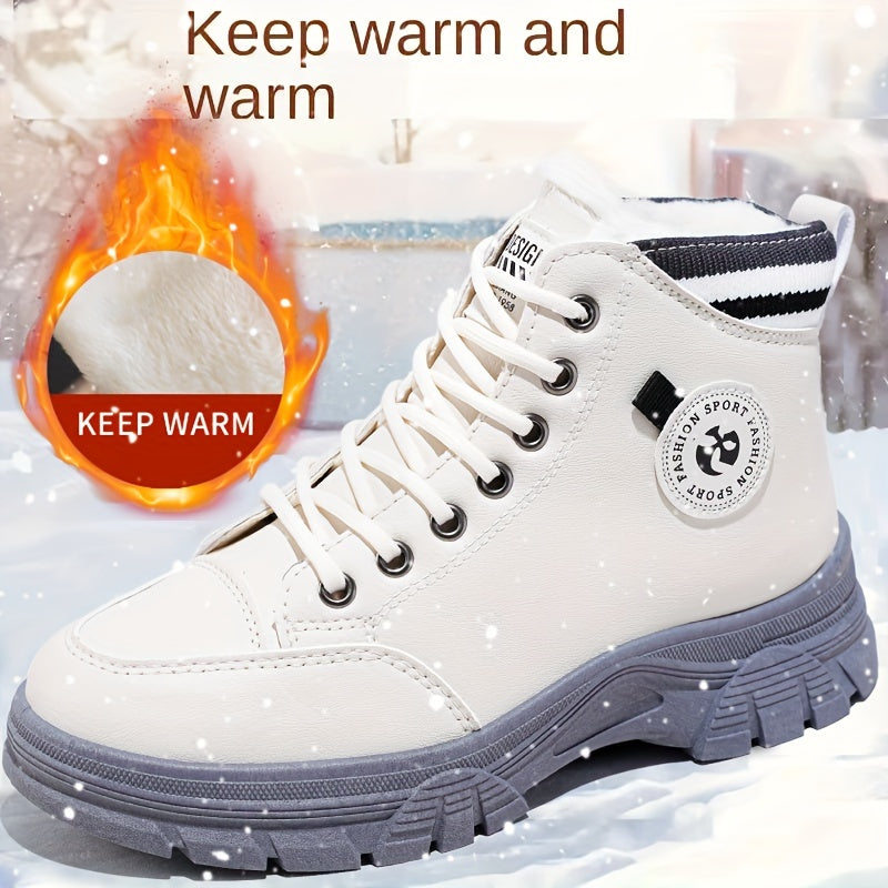 Women's Thick Sole Lace up Ankle Boots Non slip Platform Sneakers