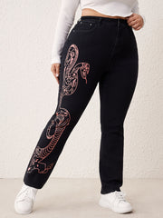 Gothic Jeans Women's High Waisted Straight Leg