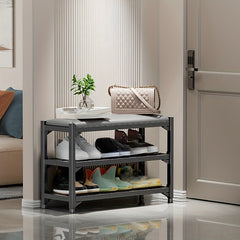 Three Layer Shoe Rack with Cushion - Metal Frame - Entry Living Room Corridor