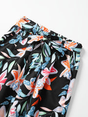 Girls Flower Print Wide Leg Pants Loose Casual