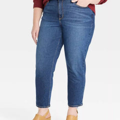 High Waist Straight Leg Denim Pants