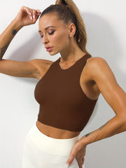 4pcs Solid Sleeveless Tank Top Ribbed Crew Neck Casual Sports Women's Tops