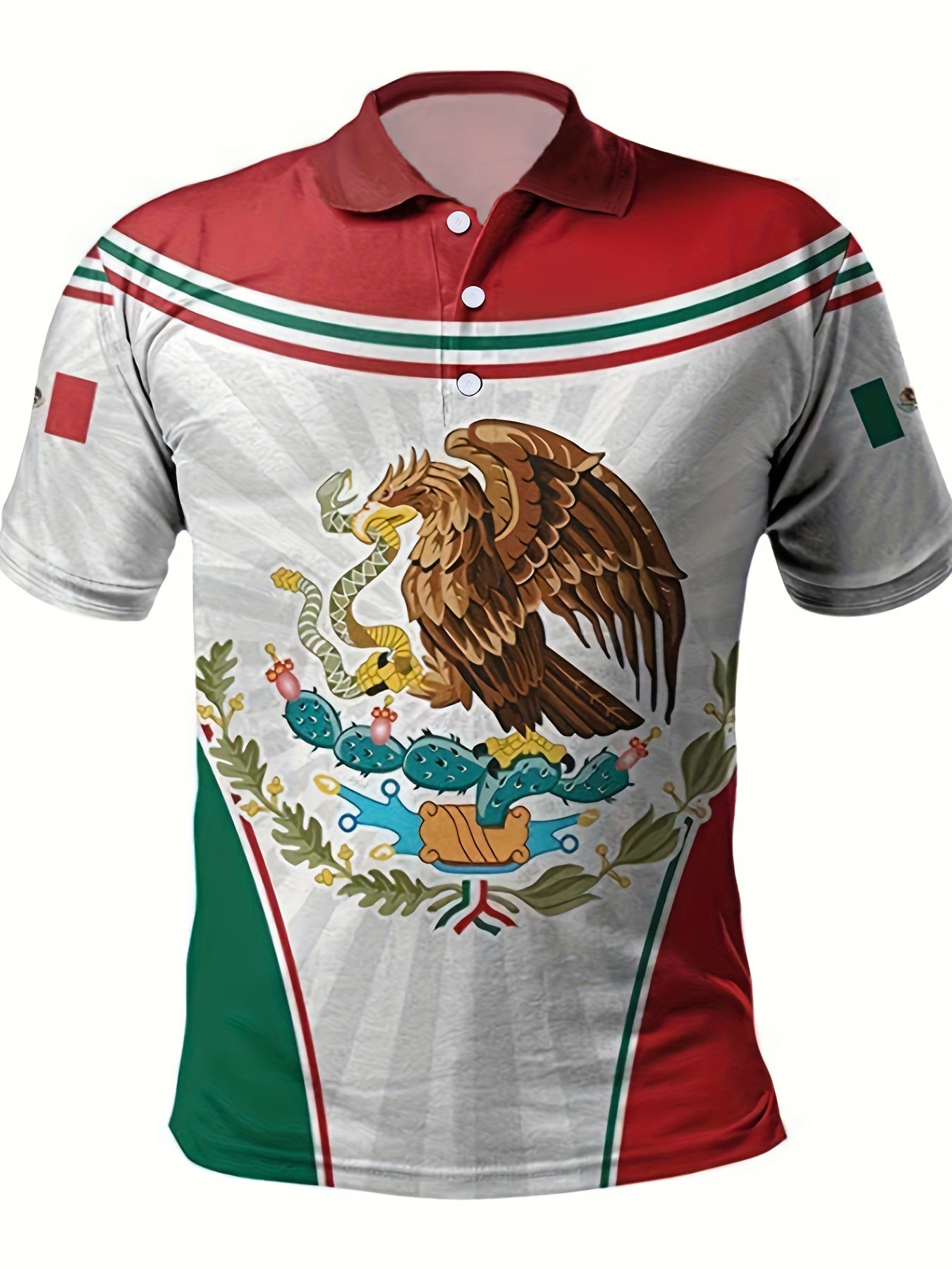 Eagle Holding Snake Block Pattern Men's Short Sleeve Shirt