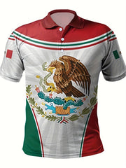 Eagle Holding Snake Block Pattern Men's Short Sleeve Shirt