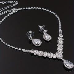 Zircon Necklace Earrings Set Bridal Wedding Jewelry