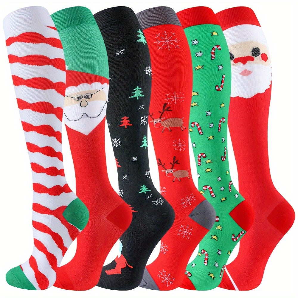 Compression Socks Women Men Circulation Support Christmas Knee High Stockings