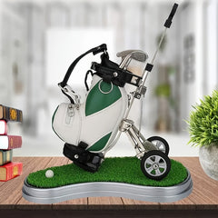 Creative Golf Cart Holder Pen Set PU Material Office Gift Ball Table Accessories