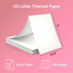 Odaro Thermal Printer Paper 8.5 x 11 US Letter Size 100 Sheets