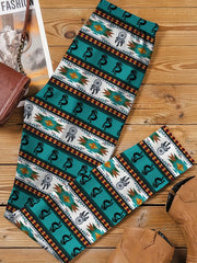 Boho Leggings Plus Size Colorblock Print Stretch Leggings