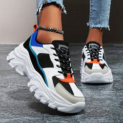 Women's Versatile Platform Chunky Sneakers Non Slip Lace Up Running Shoes