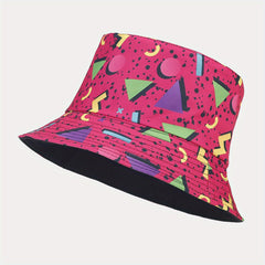 Geometric Pattern Reversible Bucket Hat Sun Protection Sunshade Hat