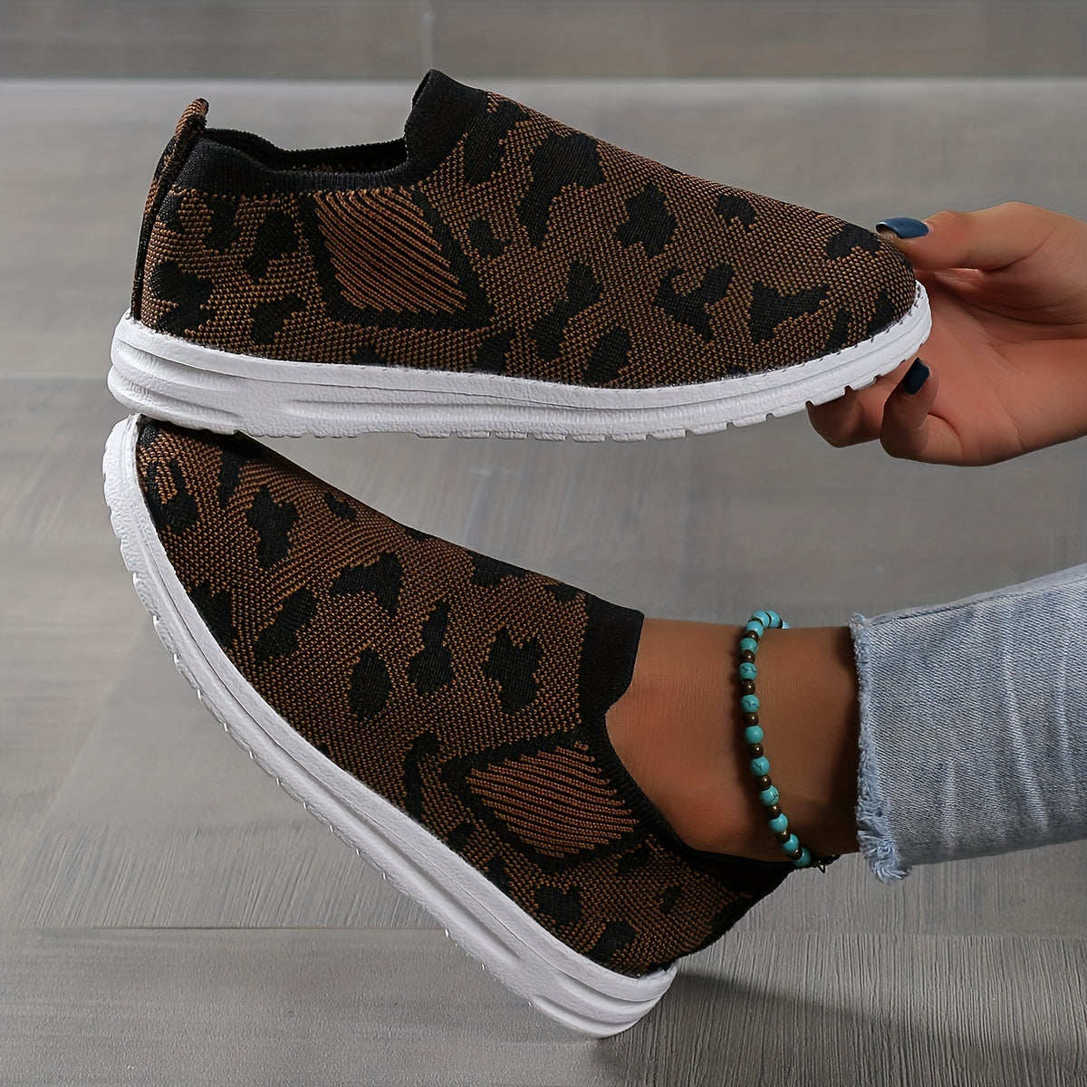Women's Colorblock Flying Woven Sneakers Lightweight Elastic Shoes